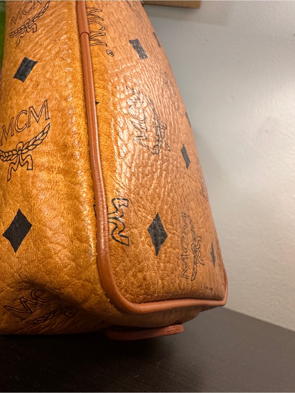 MCM Cognac Visetos Logo Leather Pouch - Picture 9 of 12